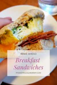 Make Ahead Breakfast Sandwiches, a healthy breakfast for busy mornings! A quick breakfast. #weightloss #fitandfrugalmommy #healthyrecipes #quickhealthyrecipes #breakfastrecipes