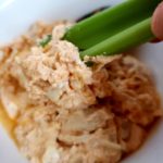 High Protein Low Carb Buffalo Chicken Dip, a healthy snack recipe or lunch recipe that will keep you full for hours! #fitandfrugalmommy #healthyrecipes #health #eatclean #lowcarb