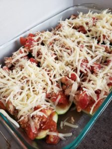 Low Carb, Keto, Chicken Parmesan Stuffed Zucchini. A quick and easy healthy dinner recipe.