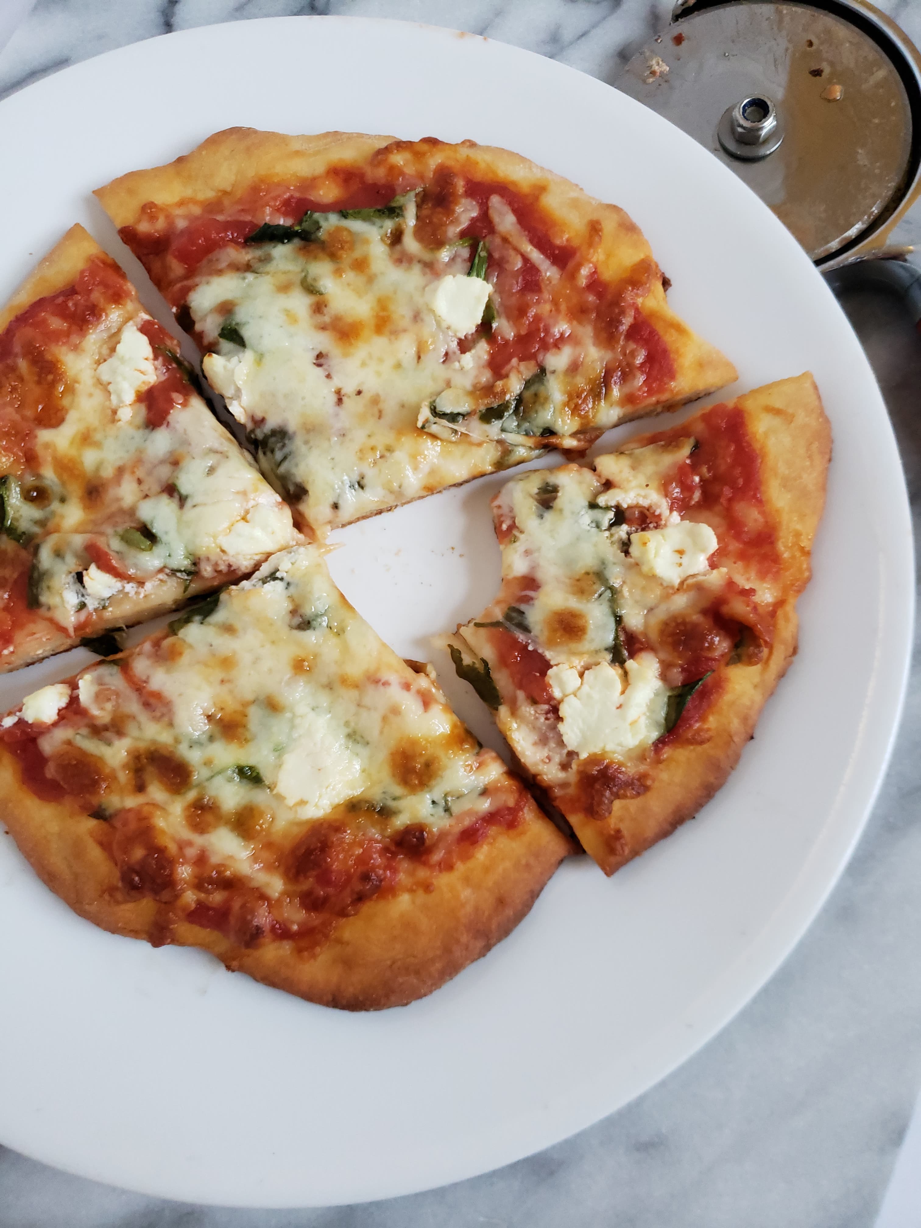 How to make two ingredient dough pizza, a quick and healthy dinner recipe.
