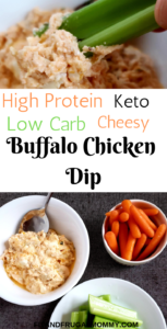 High Protein Low Carb Buffalo Chicken Dip, a healthy keto snack recipe or lunch recipe that will keep you full for hours! #fitandfrugalmommy #healthyrecipes #health #eatclean #lowcarb