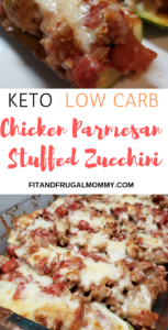 Low Carb, Keto, Chicken Parmesan Stuffed Zucchini. A quick and easy healthy dinner recipe. 