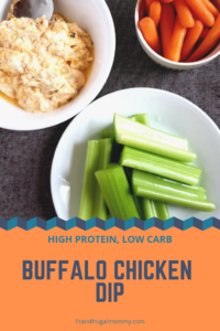 High Protein Low Carb Buffalo Chicken Dip, a healthy keto snack recipe or lunch recipe that will keep you full for hours! #fitandfrugalmommy #healthyrecipes #health #eatclean #lowcarb