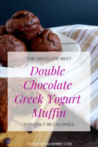 The 99 Calorie Double Chocolate Greek Yogurt Muffin, a low calorie muffin recipe that you can enjoy without any guilt.