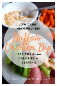 High Protein Low Carb Buffalo Chicken Dip, a healthy keto snack recipe or lunch recipe that will keep you full for hours! #fitandfrugalmommy #healthyrecipes #health #eatclean #lowcarb