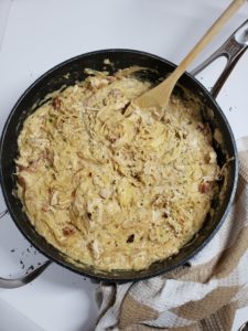 Chicken Caesar Spaghetti Squash. A low carb, keto dinner recipe that's so creamy and delicious. A low in calorie dinner that's big on flavour!