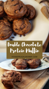 Double Chocolate Protein Muffin, a quick, easy, healthy snack recipe. Greek yogurt muffin recipe.