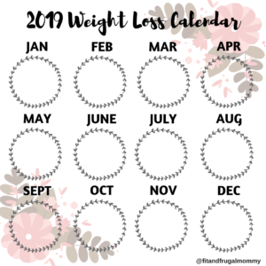 Free 2019 Weight Loss Calendar for Instagram #fitandfrugalmommy