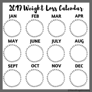 Free 2019 Weight Loss Calendar for Instagram #fitandfrugalmommy