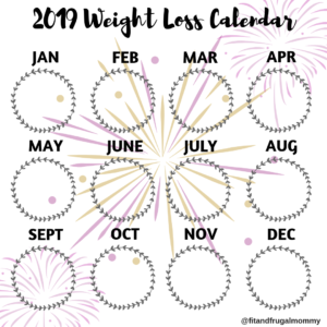 Free 2019 Weight Loss Calendar for Instagram #fitandfrugalmommy