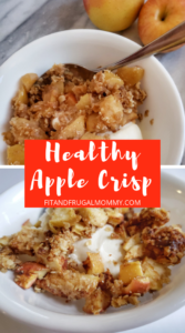 Low calorie, gluten free, air fryer apple crisp. A healthy, quick and easy dessert recipe. How to make apple crisp in the air fryer.