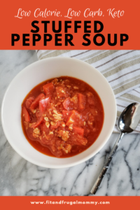 Stuffed Pepper soup, a low carb, keto lunch or dinner recipe that's super filling and delicious! A quick and easy dinner.
