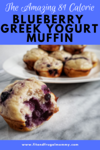 Blueberry Greek Yogurt Muffin, a naturally sweetened, low calorie muffin with a little extra protein. A perfect quick and easy healthy snack recipe.