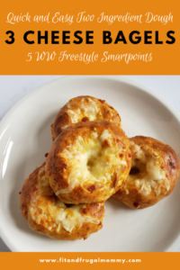 Two Ingredient Dough 3 Cheese bagels, a delicious, quick and easy low sugar bagel the whole family will love! Only 5 Weight Watchers Smartpoints, a weight watchers freestyle recipe.